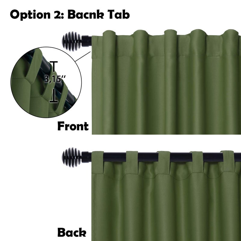 DWCN Patio Sliding Door Curtains - Christmas Extra Wide Curtains for Glass Door, Room Divider Blackout Thermal Curtain with Back Tab & Rod Pocket for Bedroom Partition, 100 x 96 Inches, Olive Green - Image 4